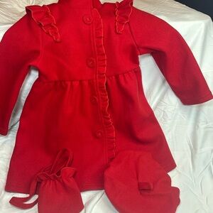SHEIN Kids Red Button Up Coat with Beret/ Purse Size 5